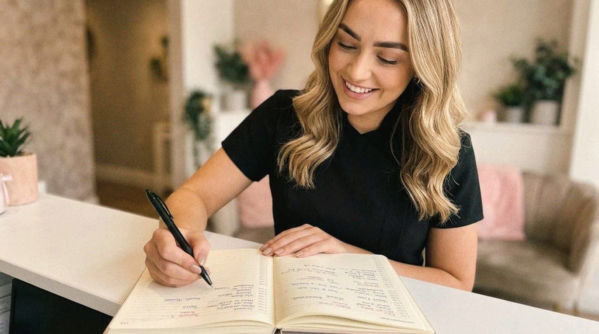 A practitioner plans her week in a clinic diary.
