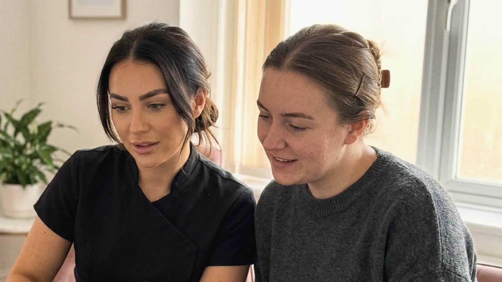 A practitioner and her receptionist plan the week ahead together.